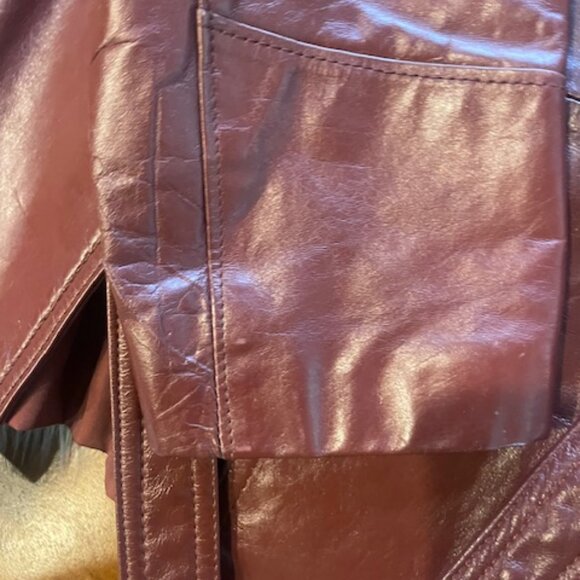 Wilson’s Vintage 70’s Burgundy/Brown Leather Blazer Jacket Coat Made in Korea - Picture 6 of 6